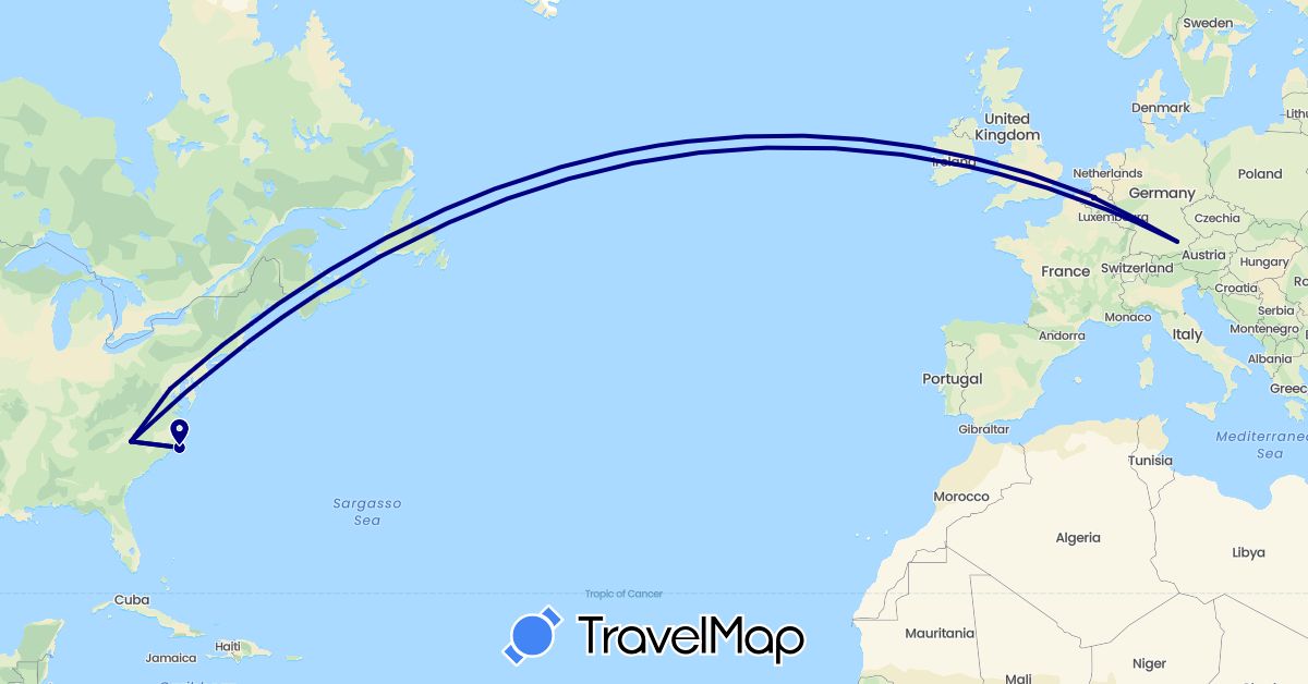 TravelMap itinerary: driving in Belgium, Germany, United States (Europe, North America)
